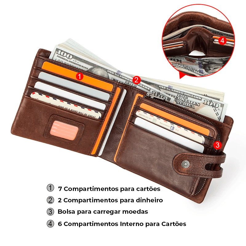 Carteira Masculina De Couro Legítimo - Contact