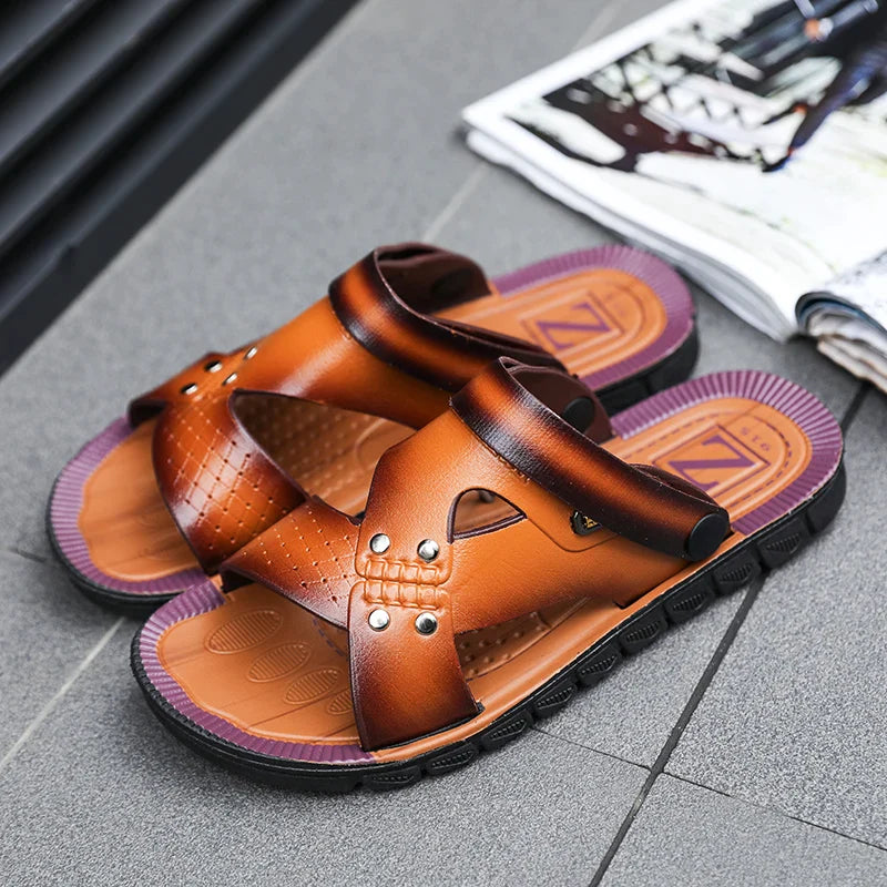 Sandália Masculina em Couro Legítimo - Steven