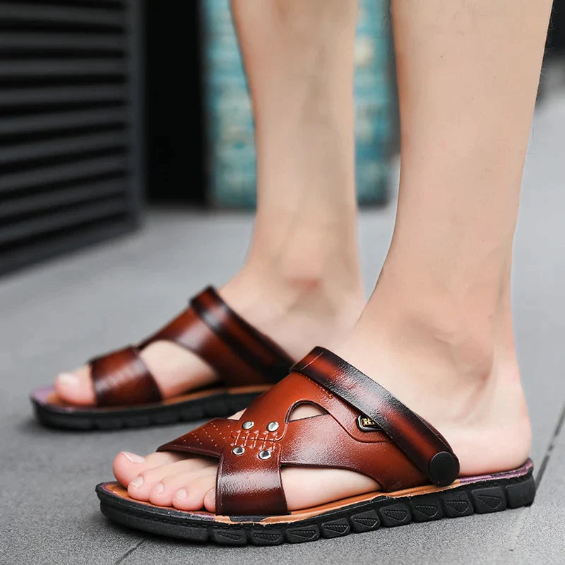 Sandália Masculina em Couro Legítimo - Steven