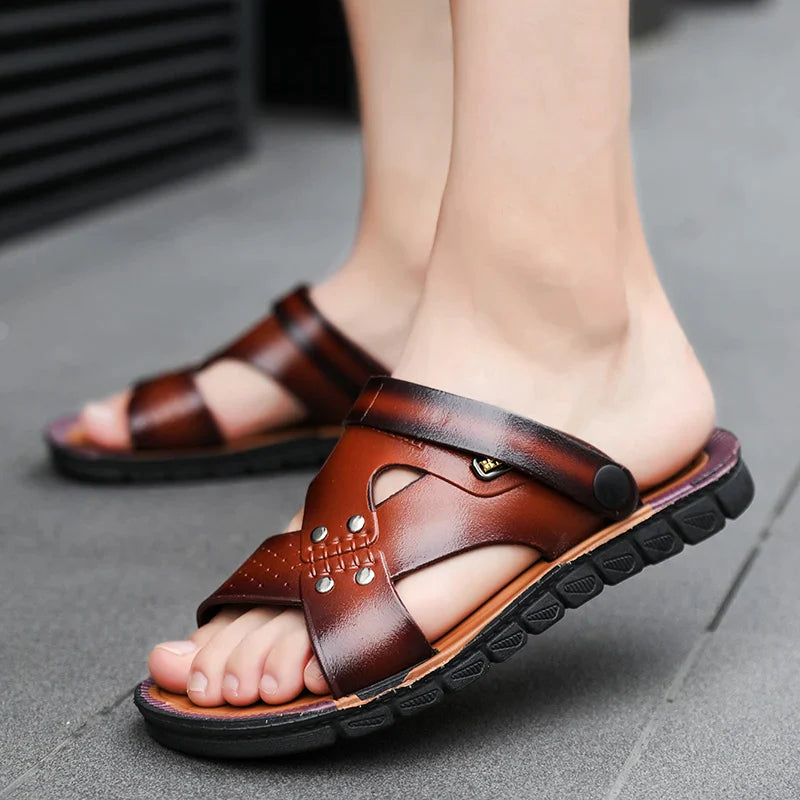 Sandália Masculina em Couro Legítimo - Steven