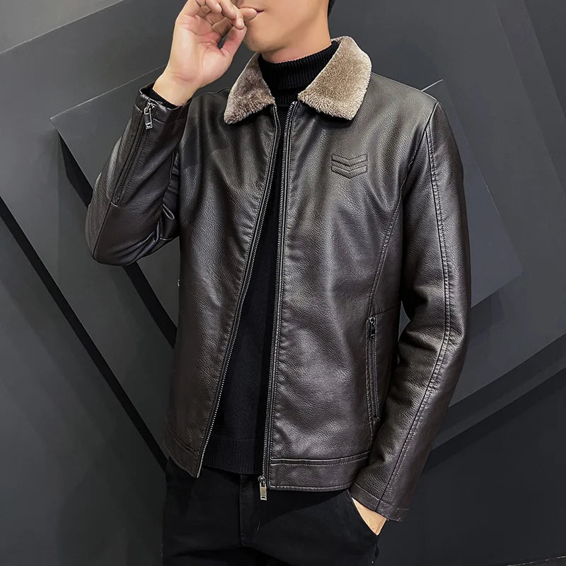 Jaqueta Masculina de Inverno em Couro Legítimo - WarmUp
