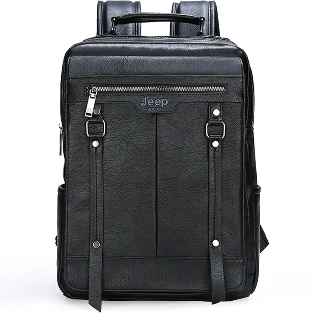 Mochila Masculina De Couro Legítimo Clássica- Jeep Buluo