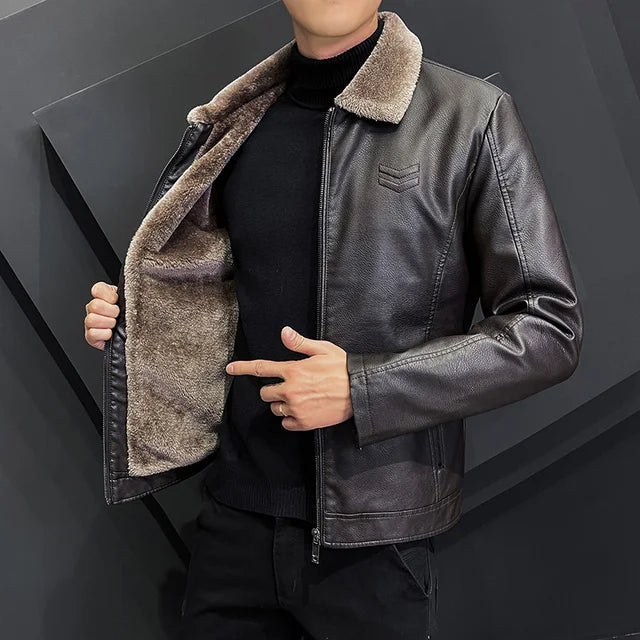 Jaqueta Masculina de Inverno em Couro Legítimo - WarmUp