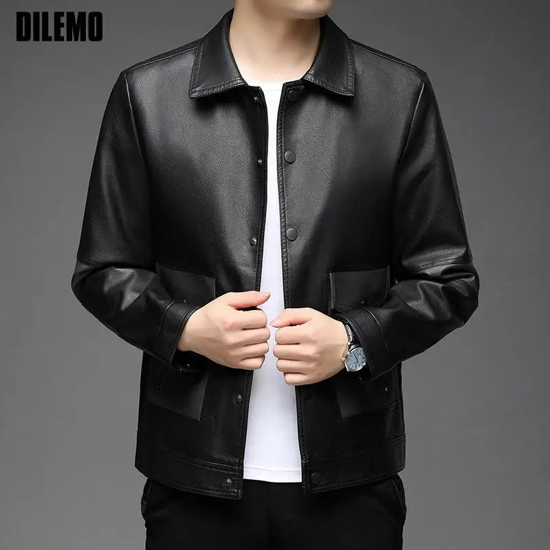 Jaqueta Masculina de Inverno em Couro Legítimo - Snowstorm