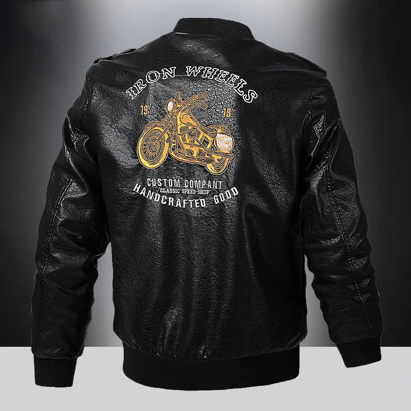 Jaqueta Masculina de Inverno em Couro Legítimo - Motor