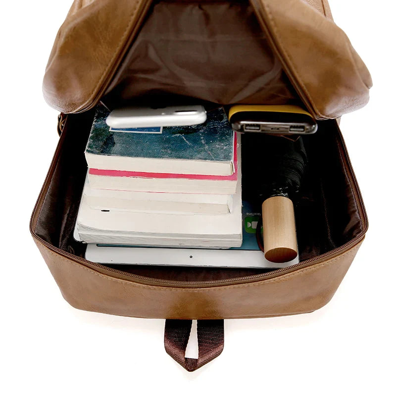 Mochila Masculina De Couro Legítimo - Survival