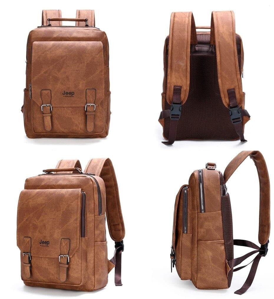 Mochila Masculina De Couro Legítimo Jepp - Traveling Backpack