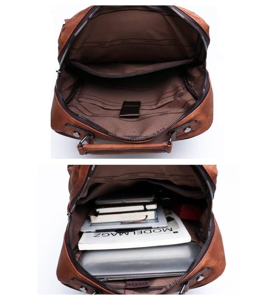 Mochila Masculina De Couro Legítimo Jepp - Traveling Backpack
