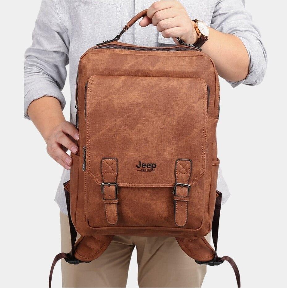 Mochila Masculina De Couro Legítimo Jepp - Traveling Backpack