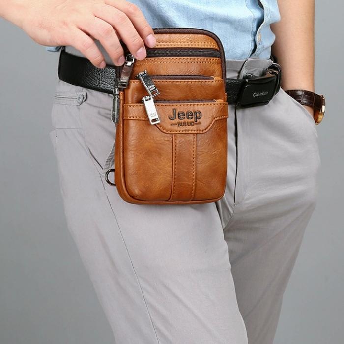 Bolsa Masculina Couro Legítimo Transversal Para Celular- Jeep Mens