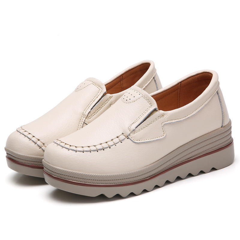 Mocassim De Couro Legítimo Feminino Salto Plataforma Slip On - Day Flex