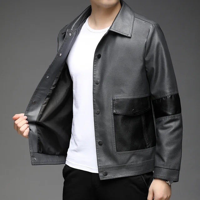 Jaqueta Masculina de Inverno em Couro Legítimo - Snowstorm