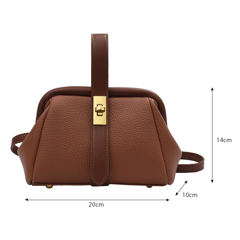 Bolsa Baú de Couro Legítimo Feminina com Alça Transversal - Gold