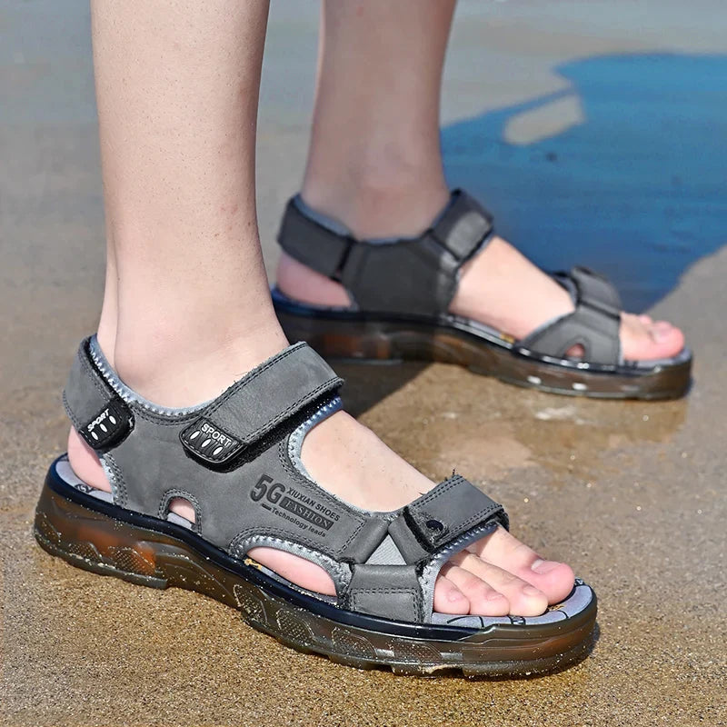 Sandália Masculina em Couro Legítimo - Trattes