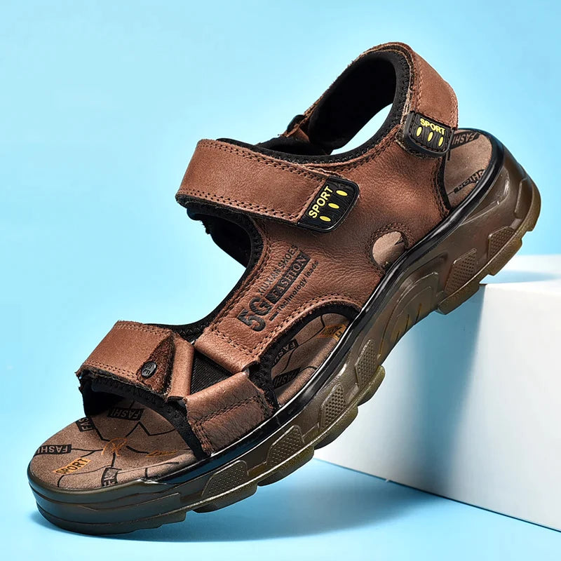 Sandália Masculina em Couro Legítimo - Trattes