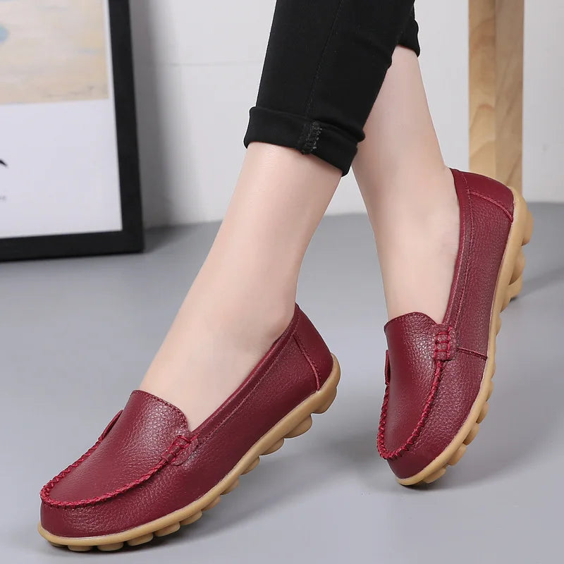 Mocassim de Couro Legítimo Feminino Casual - Bonita