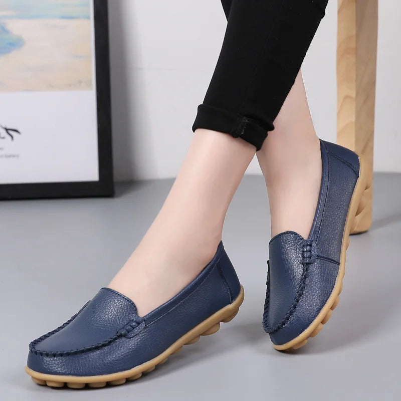Mocassim de Couro Legítimo Feminino Casual - Bonita