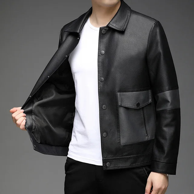 Jaqueta Masculina de Inverno em Couro Legítimo - Snowstorm