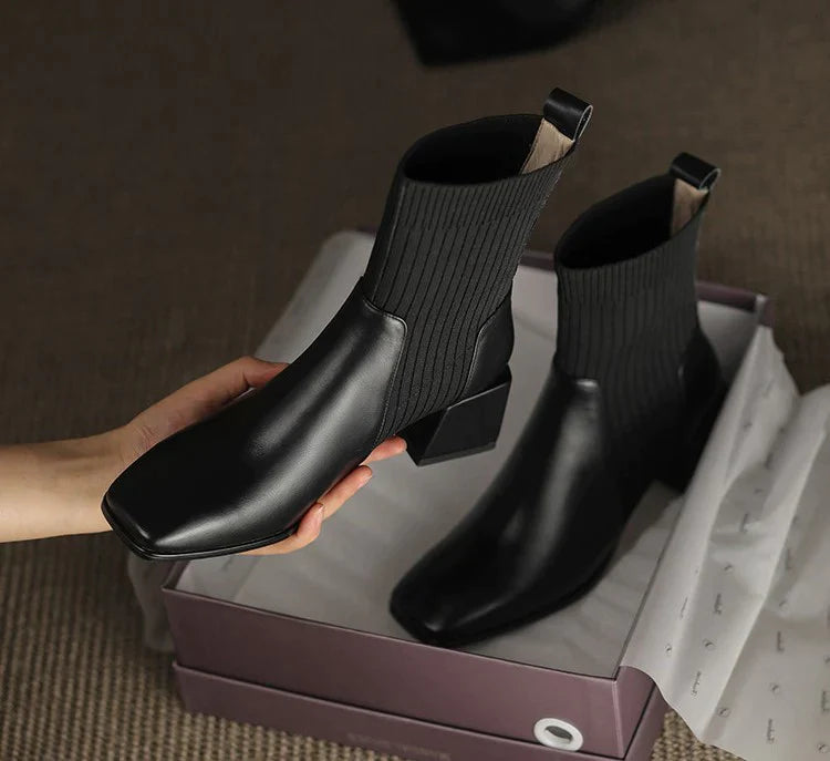 Bota Cano Curto feminina de Couro Legítimo - Monalise Elegance