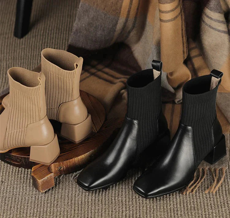 Bota Cano Curto feminina de Couro Legítimo - Monalise Elegance