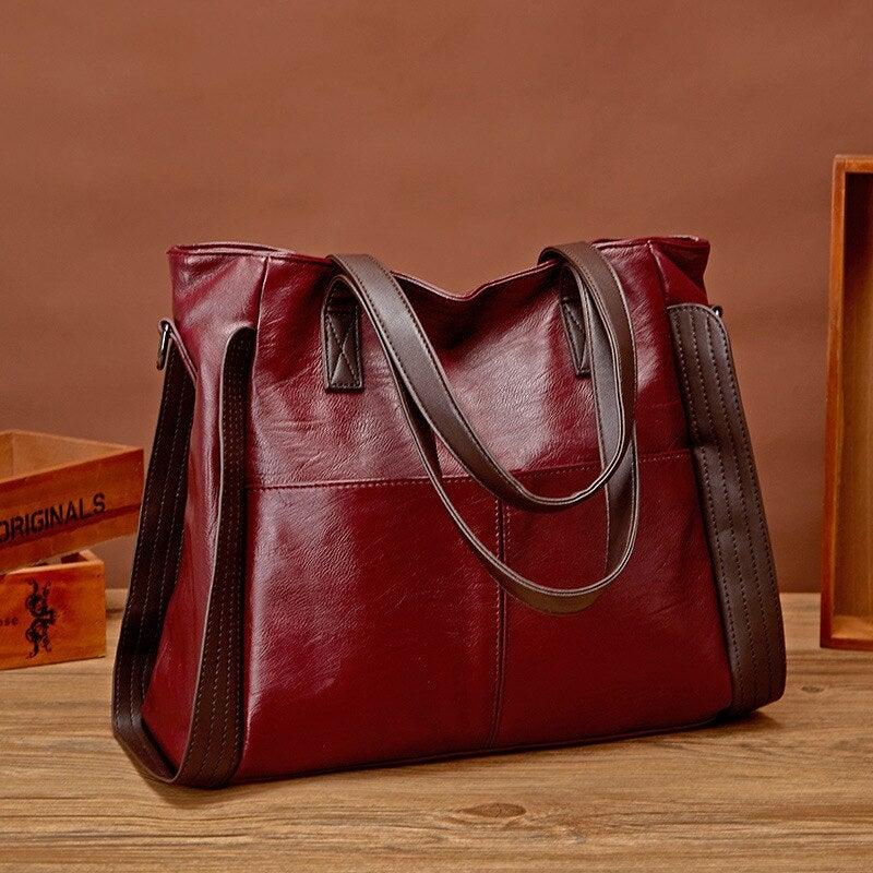 Bolsa de Couro Legítimo Feminina Clássica - Sofia Vintage Girl