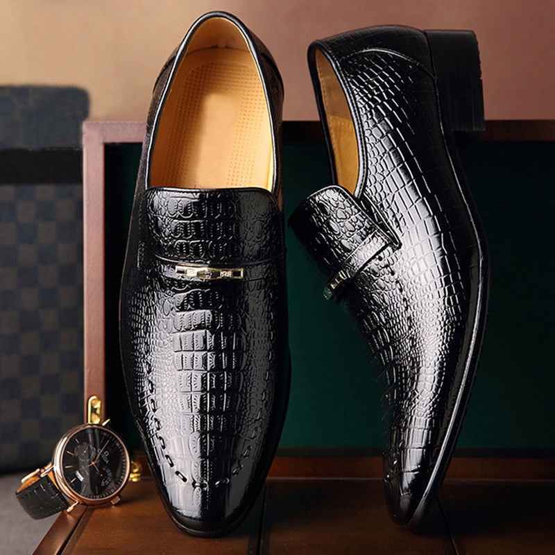 Sapato Social Masculino Mocassim de Couro - Aligator Style