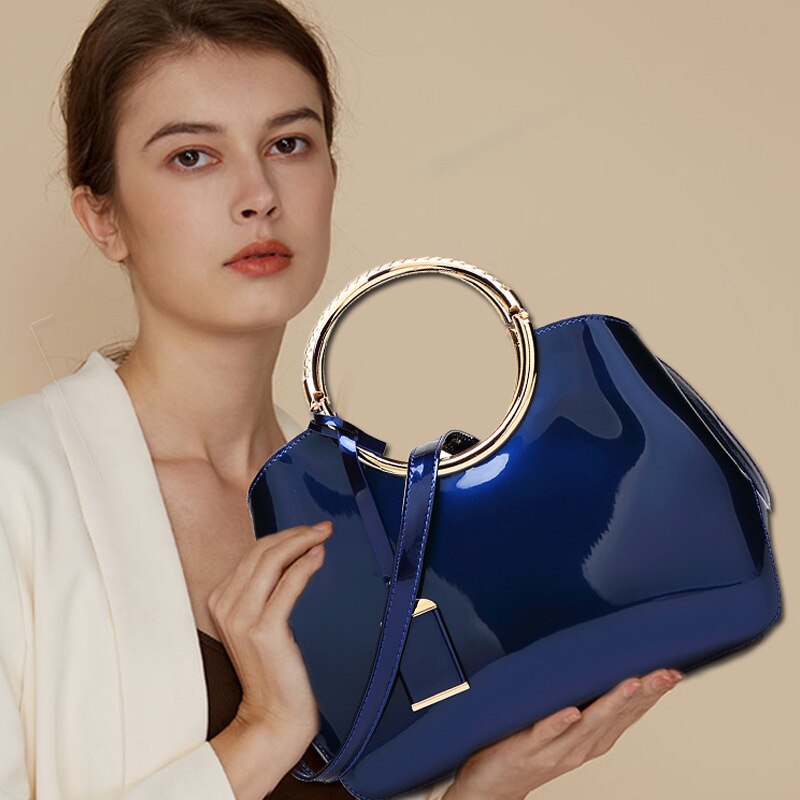 Bolsa De Couro Legítimo Feminina Envernizada - Luxeverse