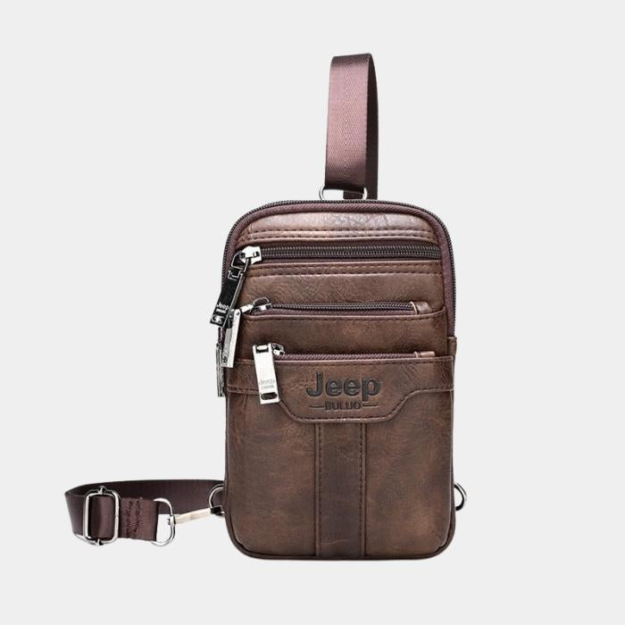 Bolsa Masculina Couro Legítimo Transversal Para Celular- Jeep Mens