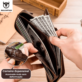 Carteira masculina de couro legítimo - Captain