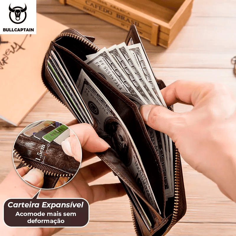 Carteira masculina de couro legítimo - Captain