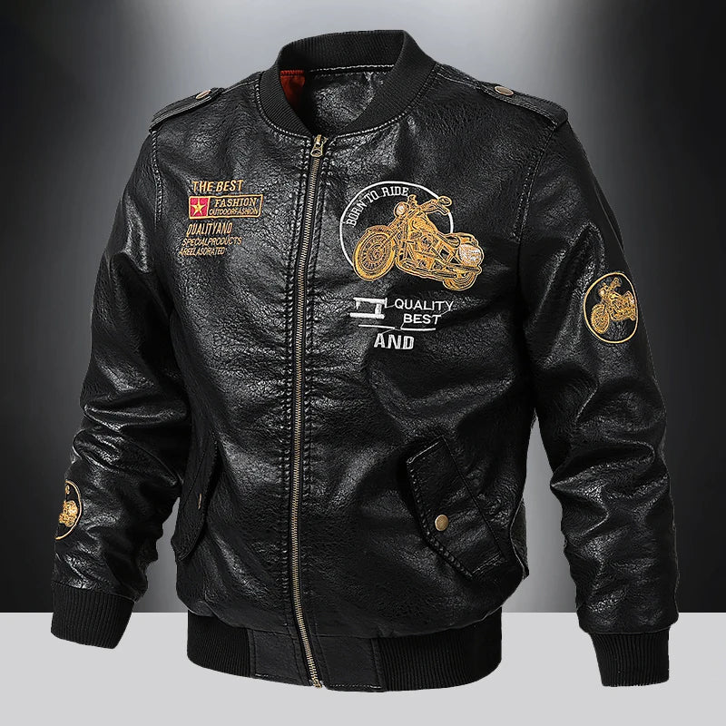 Jaqueta Masculina de Inverno em Couro Legítimo - Motor