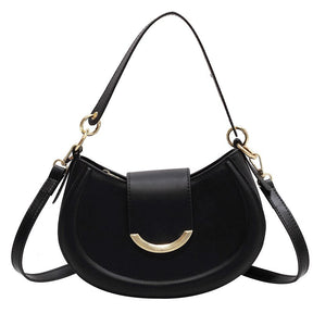 Bolsa De Couro Legítimo Feminina com Design Semicircular - Aura Feminina