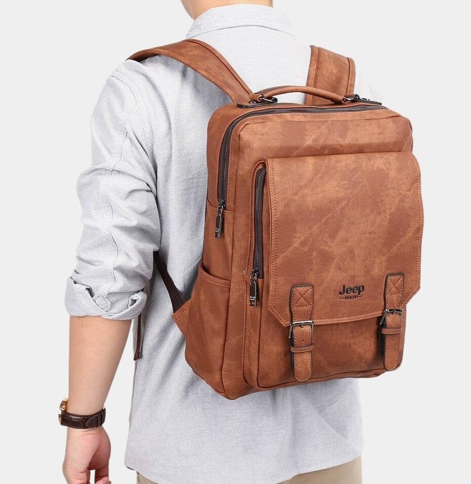 Mochila Masculina De Couro Legítimo Jepp - Traveling Backpack