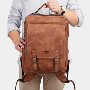 Mochila Masculina De Couro Legítimo Jepp - Traveling Backpack