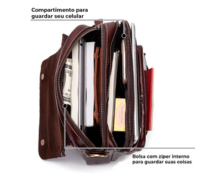 Bolsa Masculina De Couro Legítimo - Kevin