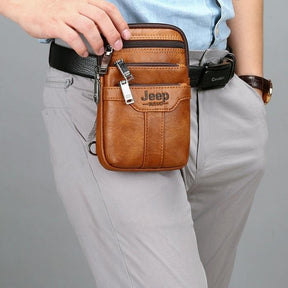 Bolsa Masculina Couro Legítimo Transversal Para Celular- Jeep Mens