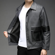 Jaqueta Masculina de Inverno em Couro Legítimo - Snowstorm