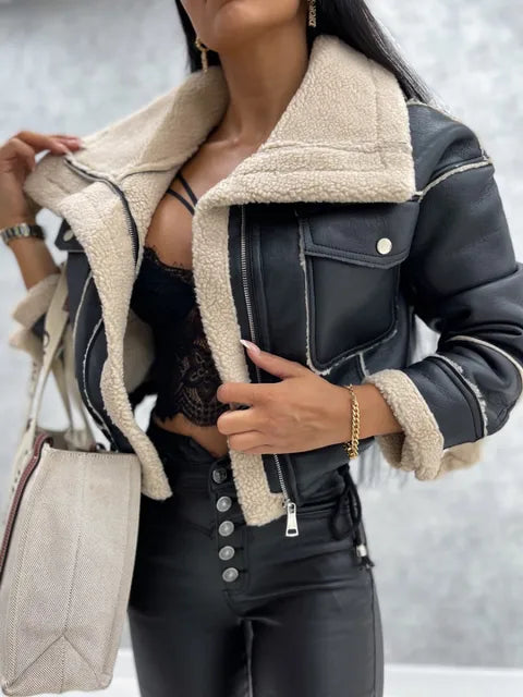 Jaqueta Feminina de Inverno em Couro Legítimo - Estela