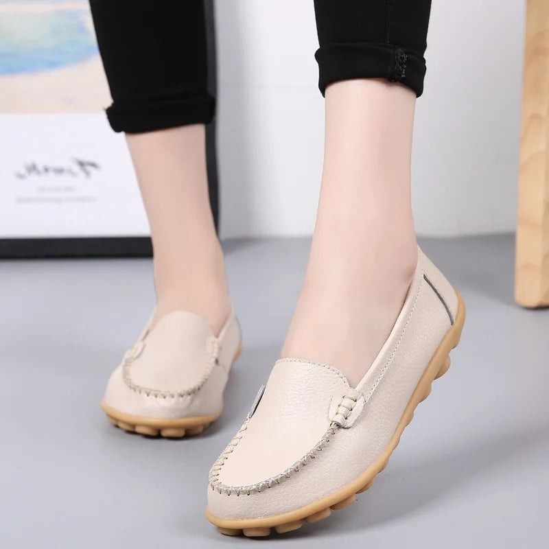 Mocassim de Couro Legítimo Feminino Casual - Bonita