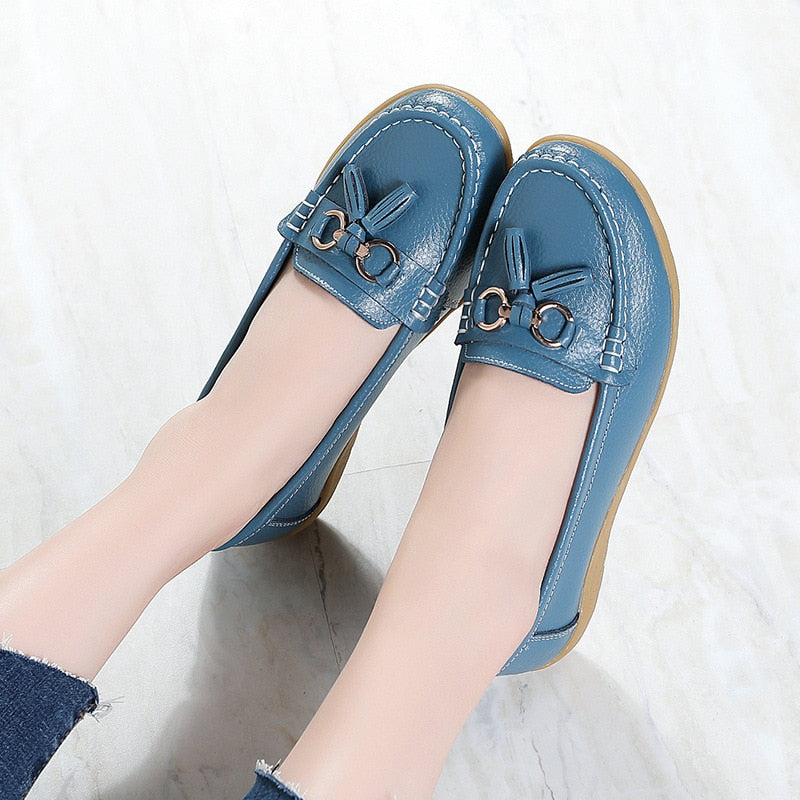 Mocassim De Couro Legítimo Feminino Casual - Passo Leve