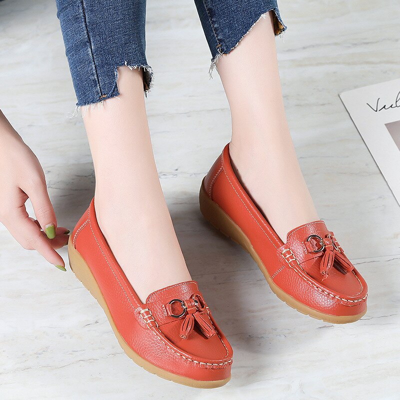 Mocassim De Couro Legítimo Feminino Casual - Passo Leve