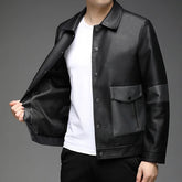 Jaqueta Masculina de Inverno em Couro Legítimo - Snowstorm