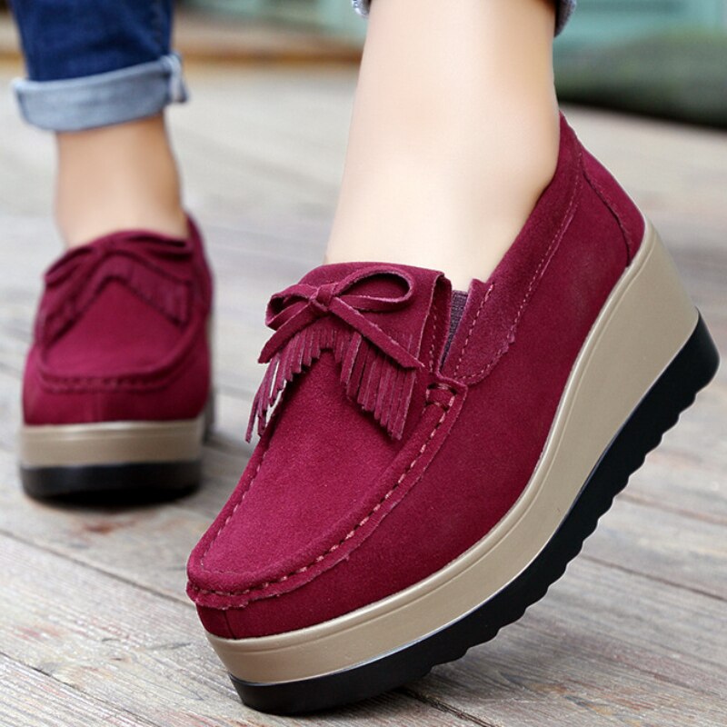 Mocassim de Couro Legítimo Feminino Plataforma Slip On - Little Joy