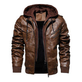 Jaqueta de Couro Masculina Com Capuz Removível - Leather Elegance