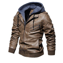 Jaqueta de Couro Masculina Com Capuz Removível - Leather Elegance