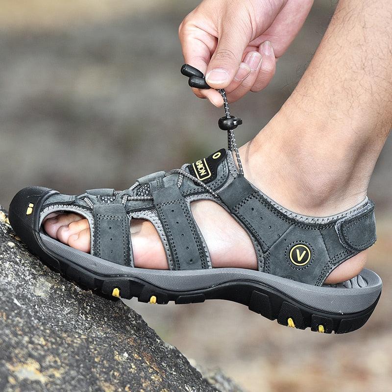 Sandália de Couro Legítimo Masculina Confortável e Elegante - Couro Craft